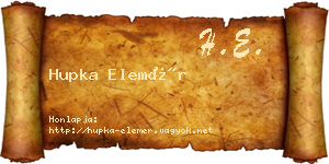 Hupka Elemér névjegykártya